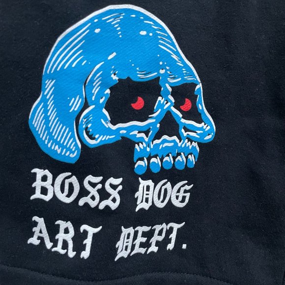 NEW Boss Dog Art Dept Never Trust a Fake Graphic Black Shorts Size S - Picture 2 of 5